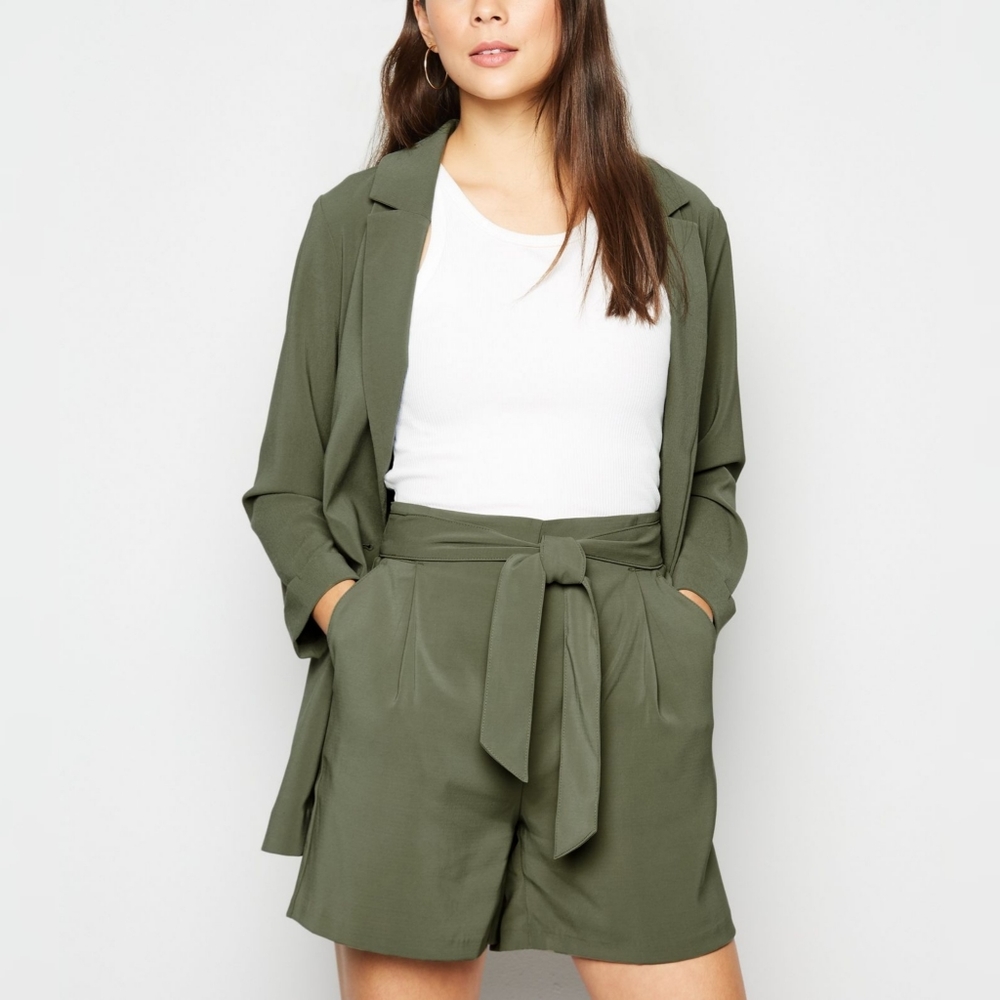 NWT Khaki Belted High Waist Shorts